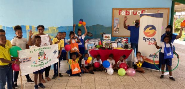 Island Finance Donates Sports Equipment to Skol Chema Maduro and Fr. Evoniusschool